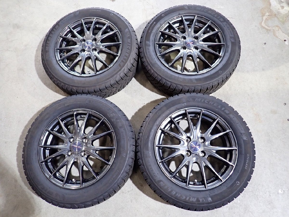 YS21088【送料無料175/65R15】スイフト アクア フィット キューブなどへ 2022年製 中古スタッドレスセット ■15×5.5J 100/4H ET42■拍卖