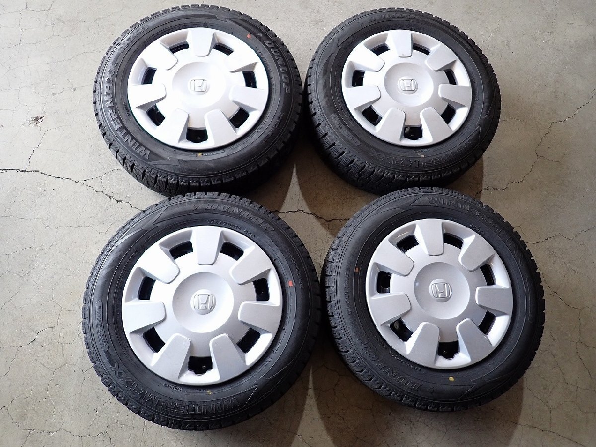 YS22198【送料無料175/70R14】ホンダ純正スチール フィット 2023年製 ダンロップ 中古スタッドレス ●14×5.5J 100/4H ET約50●拍卖