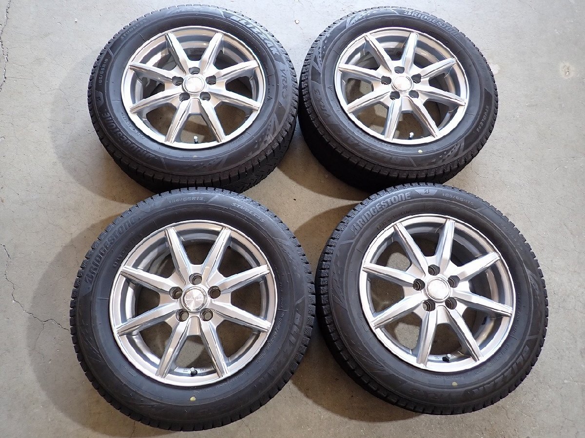 YS22195【送料無料185/65R15】10系シエンタ 20プリウスなどに ブリヂストン VRX3 中古スタッドレス ★15×6J 100/5H ET43★拍卖