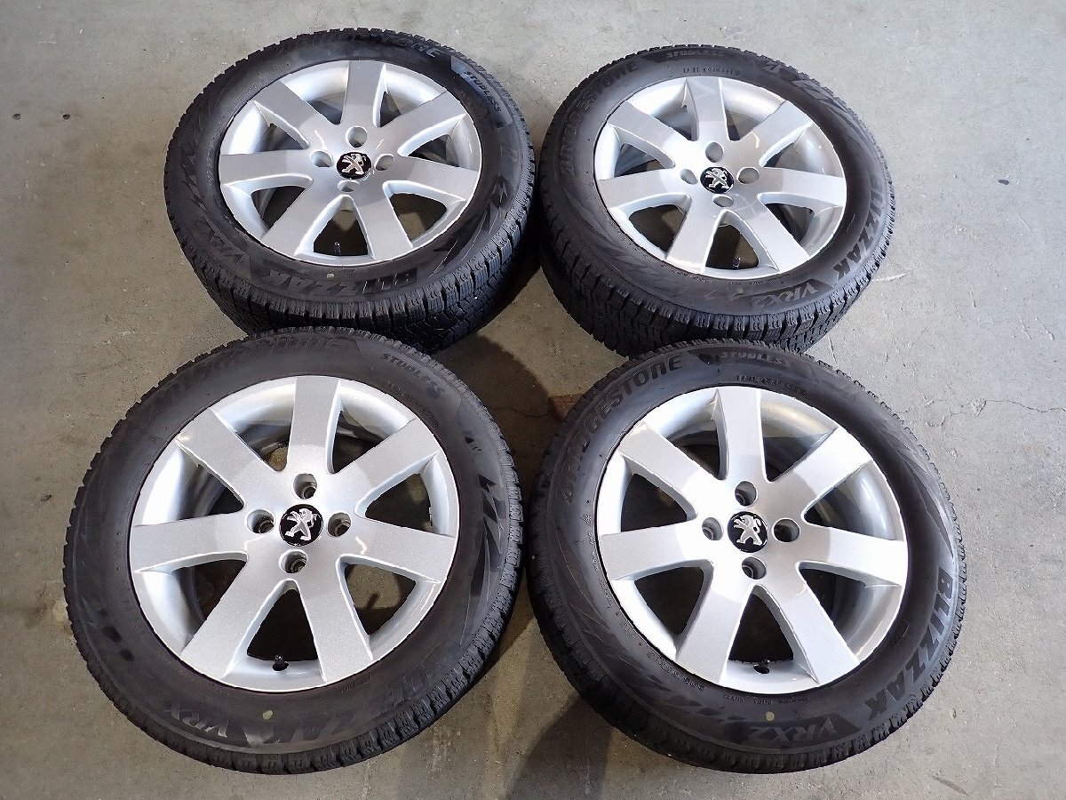 YS22380【送料無料205/55R16】プジョー純正 308純正 ブリヂストン VRX2 中古スタッドレスセット ▼16×7J 108/4H ET32▼拍卖