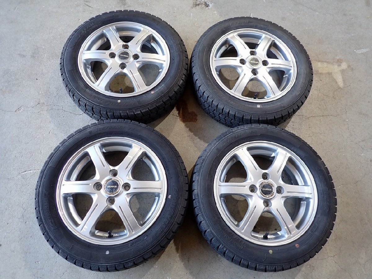 YS22566【送料無料155/65R14】N-BOX タント スペーシア デイズ等 グッドイヤー 中古スタッドレス ★14×4.5J 100/4H ET45★1円スタート拍卖