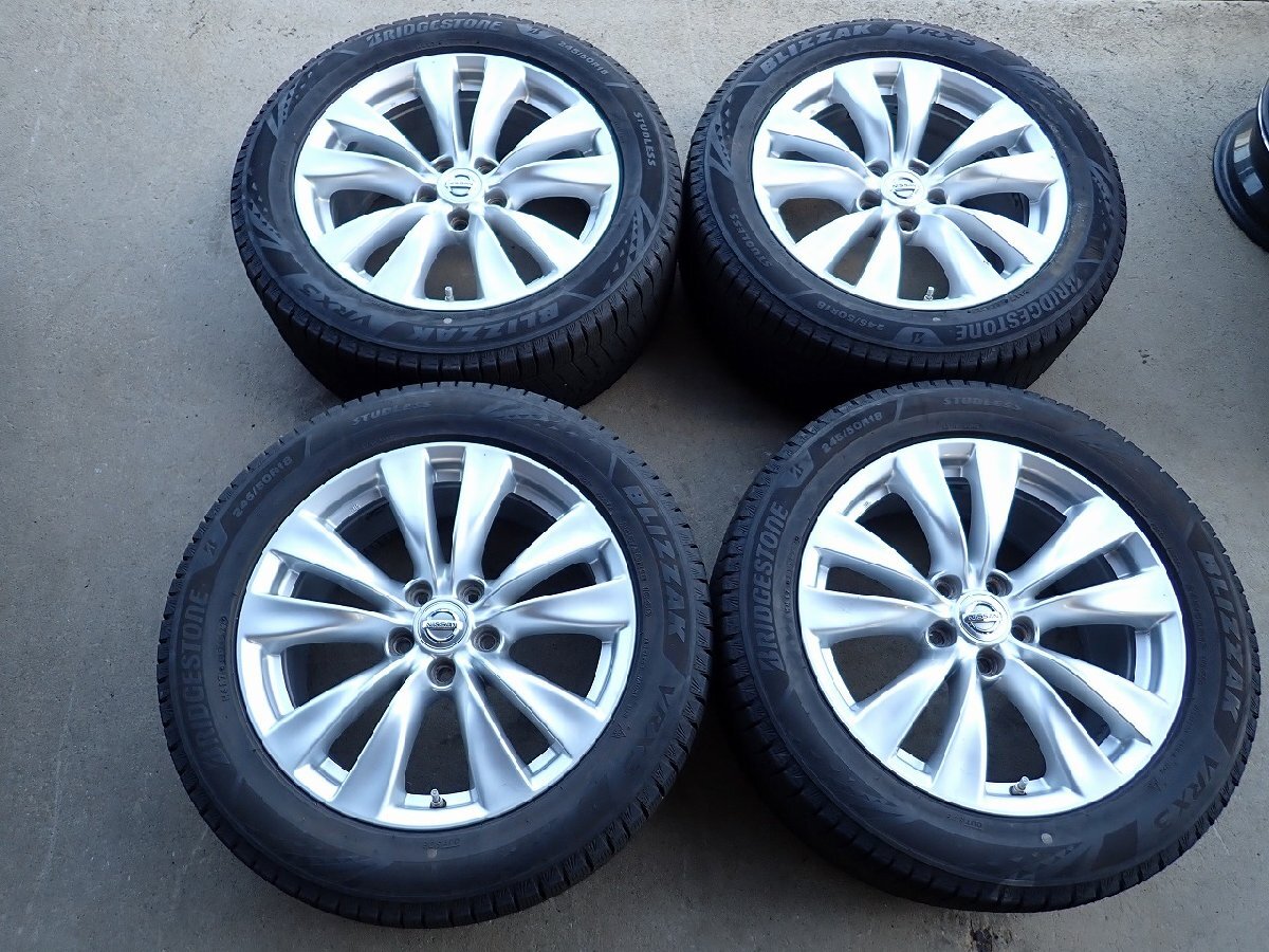 YS22617【送料無料245/50R18】ニッサン純正 Y51 フーガ純正 BS VRX3 中古スタッドレスセット ■18×8J 114.3/5H ET43■1円スタート拍卖
