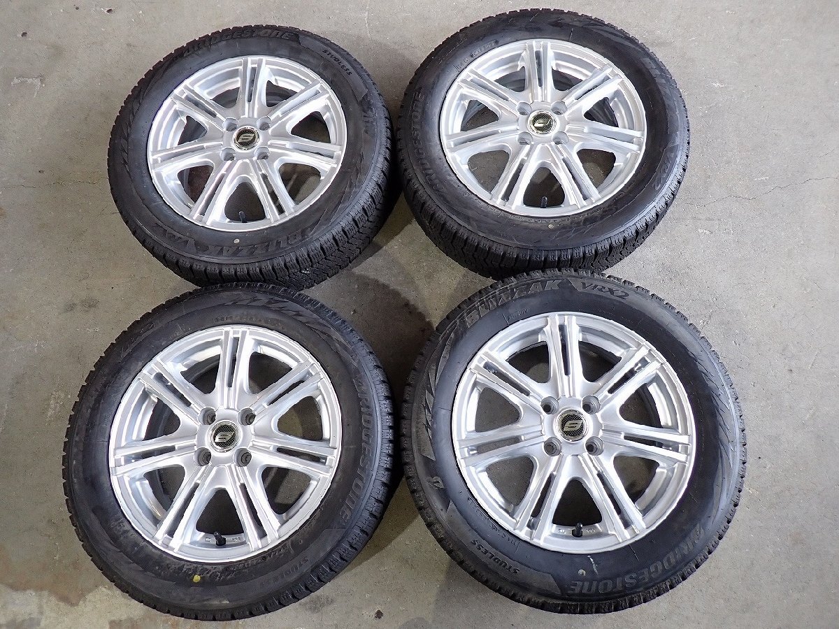 YS22159【送料無料185/60R15】ヤリス ヴィッツ フィット アクアなどに BS 中古スタッドレス ★15×5.5J 100/4H ET42★1円スタート拍卖
