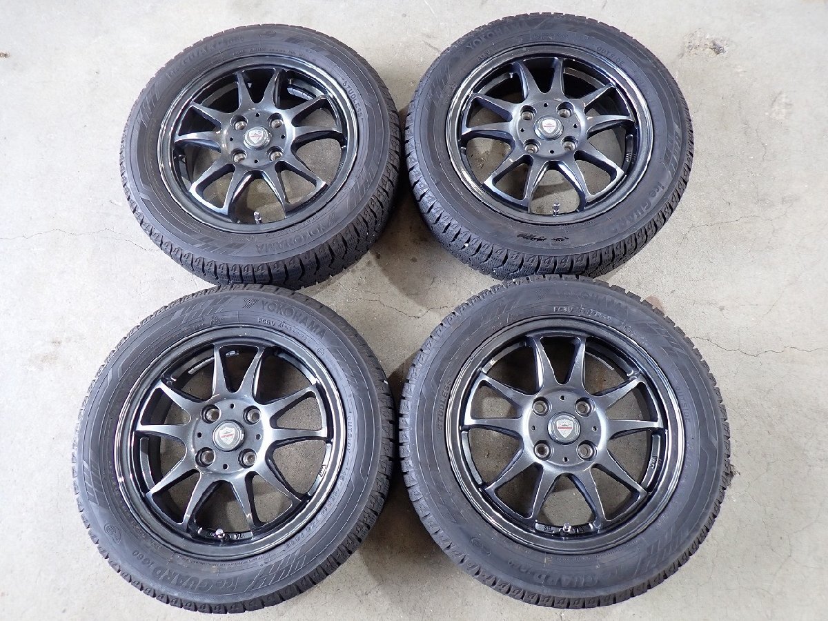 YS22925【送料無料155/65R14】タント スペーシア N-BOXなどへ 2022年製 中古スタッドレスセット ■14×4.5J 100/4H ET45■ 1円スタート拍卖