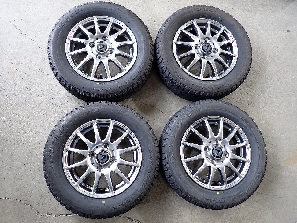 YS22134【送料無料165/65R13】アトレーワゴン ディアスワゴン等に 中古スタッドレス ★13×4J 100/4H ET42★1円スタート拍卖