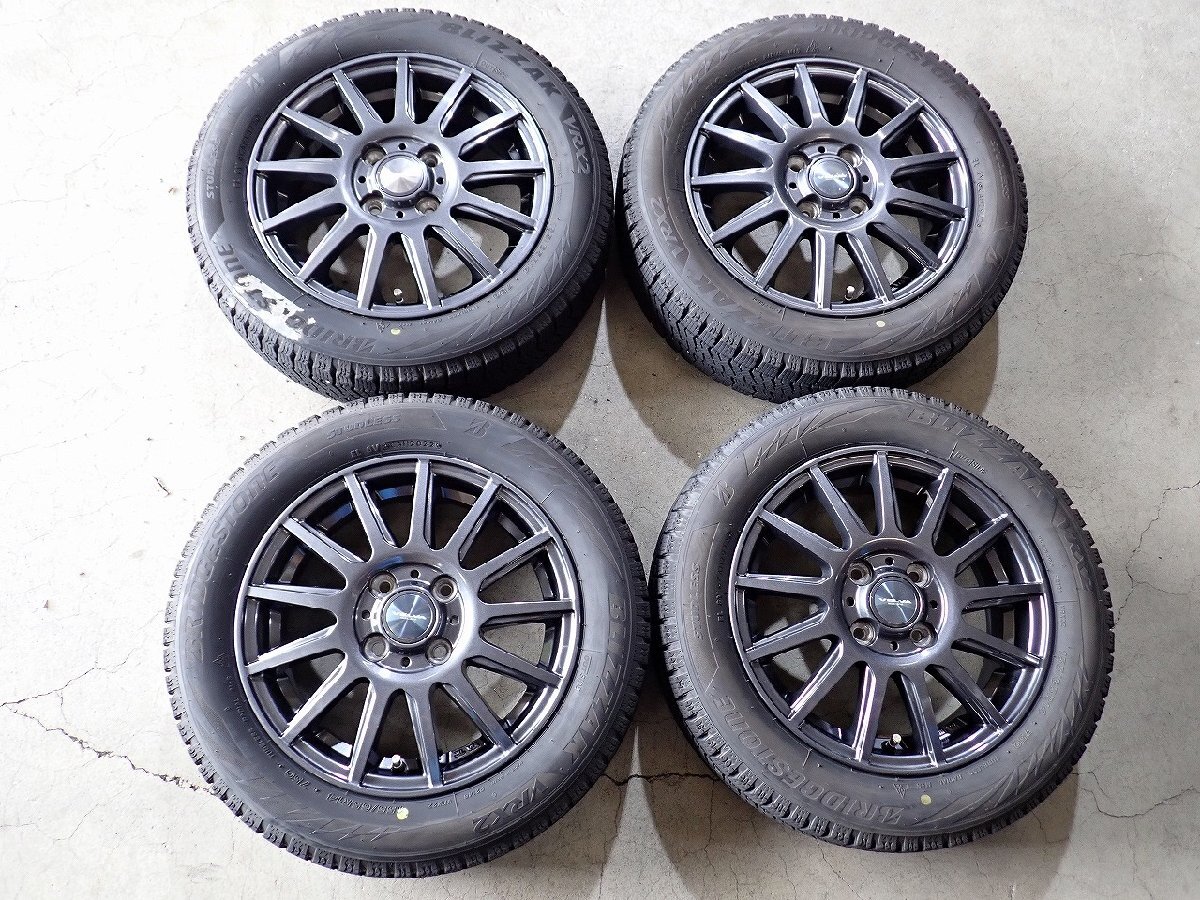 YS22113【送料無料155/65R14】タント スペーシア N-BOX デイズ デリカミニ 中古スタッドレス ★14×4.5J 100/4H ET45★1円スタート拍卖