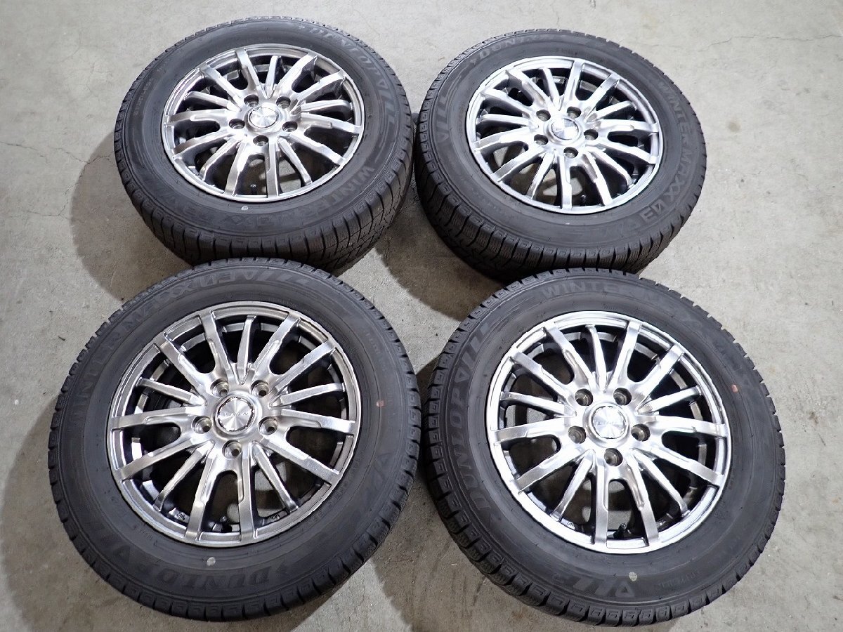 YS22903【送料無料185/65R15】GB5 GB6 GB7 GB8型フリードなどに ダンロップ 中古スタッドレス ★15×6J 114.3/5H ET53★1円スタート拍卖