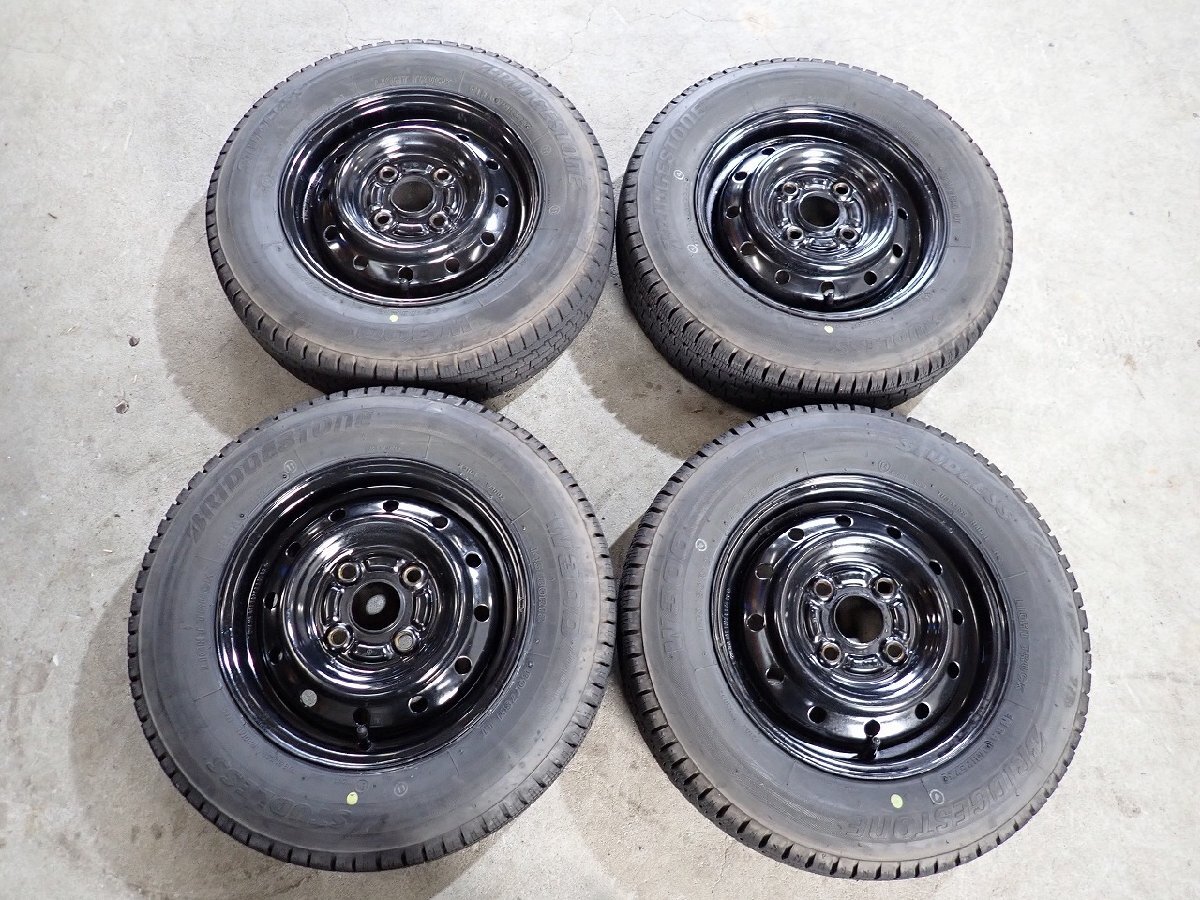 YS22906【送料無料145/80R12 80/78N】ハイゼット アトレーなどへ 中古スタッドレススチールセット■12×4J 100/4H ET約45■ 1円スタート拍卖