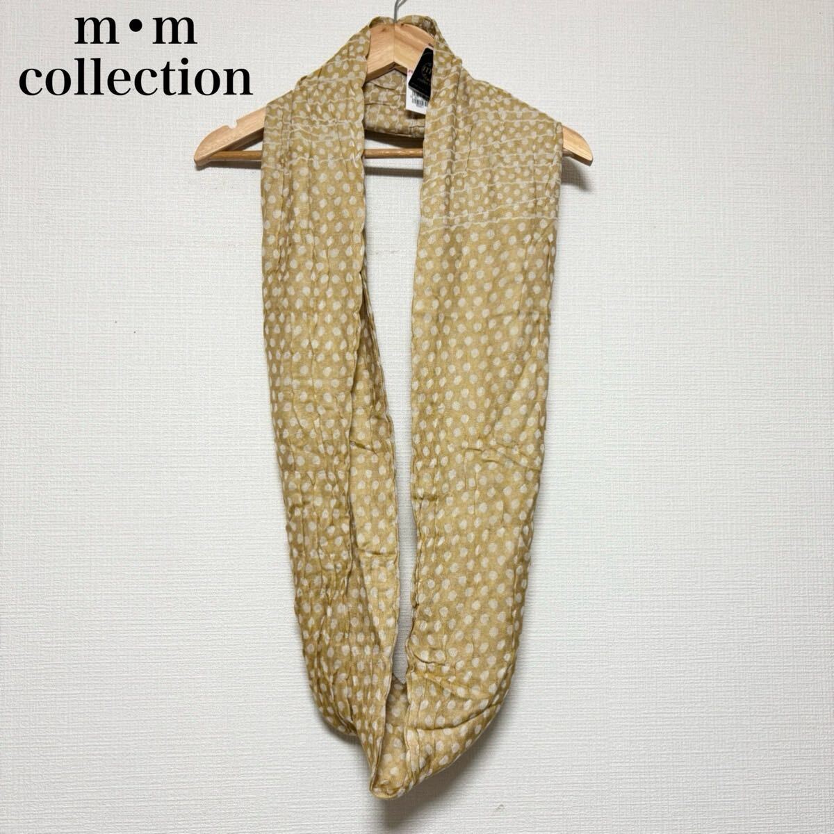 新品 タグ付き 未使用 mm collection エムエムコレクション レディース シルク ストール ショール マフラー ベージュ 黄色ドット柄拍卖