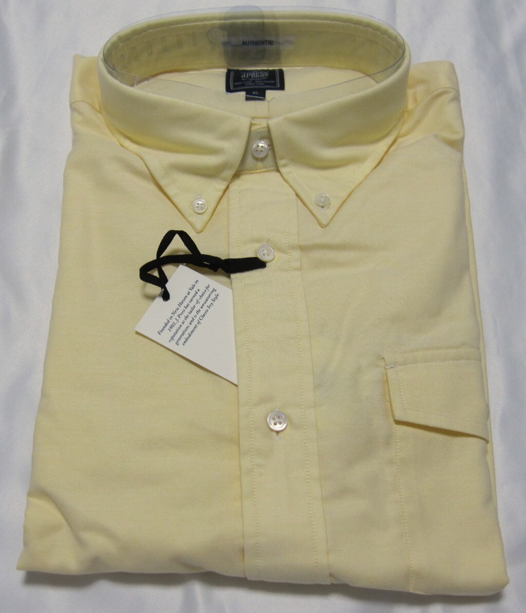 新品 J プレス J PRESS ジェイプレス オリジナルス オックス ボタンダウンシャツ LL XLサイズ イエロー黄色拍卖