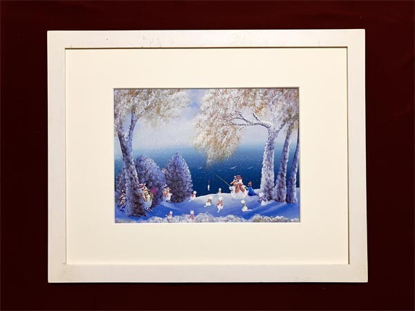 ダニエル・ボネック(Daniel Bonnec)●真作●リトグラフ 24/200 直筆サインあり■タイトル『ハッピー スノーマン』■雪景色 雪だるま 猫 冬拍卖