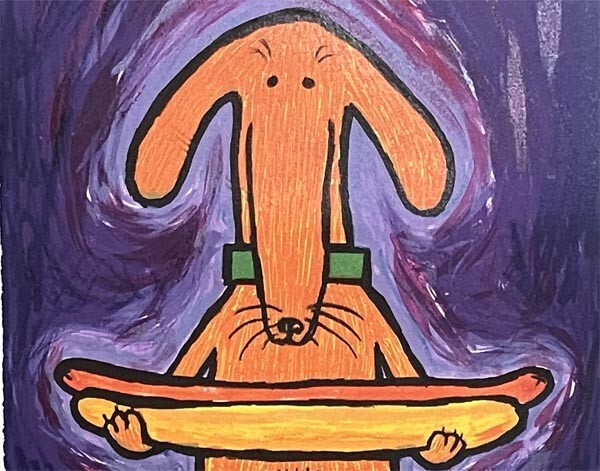 マット・リナール (Matt Rinard)●真作●版画 179/350 直筆サインあり■タイトル『I AM WHAT I EAT』犬 ダックスフント 可愛いイラスト拍卖