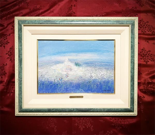 アンドレ・アングル(Andre lngres)●真作●パステル画 肉筆原画 直筆サインあり■1938年フランス出身の風景画家■白い城のような美しい景色拍卖
