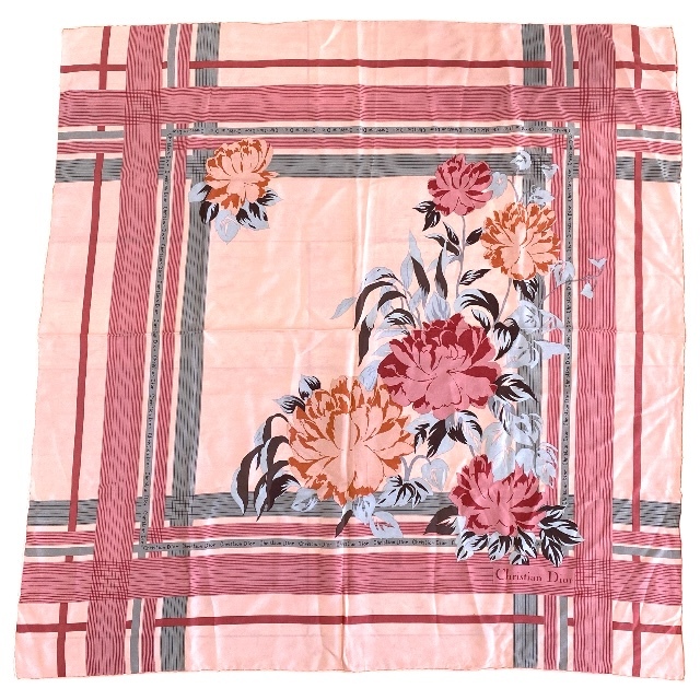 クリスチャン ディオール ストール ショール スカーフ アクセサリー シルク ロゴ 総柄 ピンク レッド Christian Dior拍卖