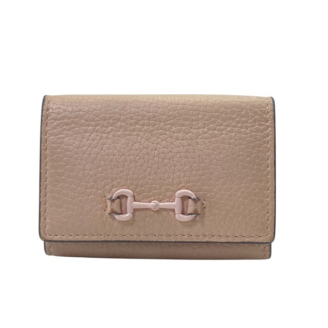 グッチ 745988 ホースビット 3つ折り財布 財布 コンパクトウォレット レザー ピンク ロゴ ピンク GUCCI拍卖