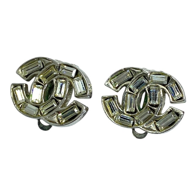 シャネル イヤリング 01P ココマーク ラインストーン シルバー GP アクセサリー ジュエリー CHANEL拍卖