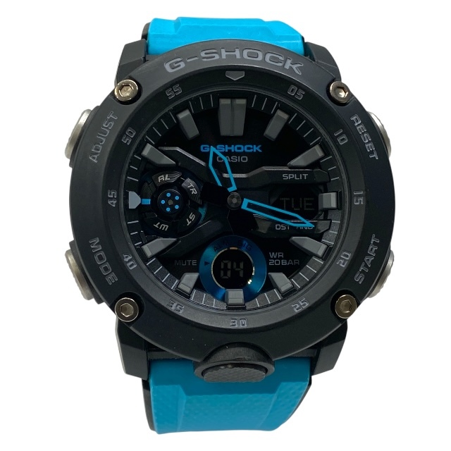 稼働品 カシオ G-SHOCK ジーショック GA-2000 腕時計 スタンダードアナデジカーボンコアダイバー クォーツ ブラック ブルー CASIO拍卖