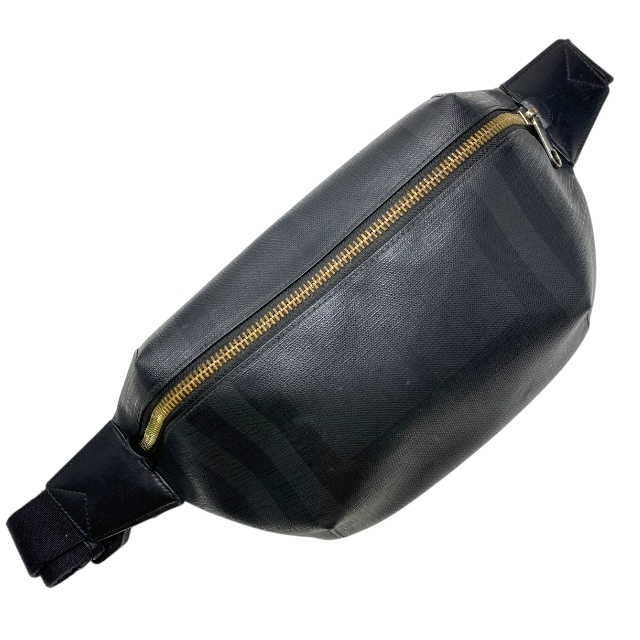 バーバリー 8014237 ウエストポーチ ボディバッグ ウエストバッグ 斜め掛け 肩掛け チェック PVC ブラック グレー BURBERRY拍卖