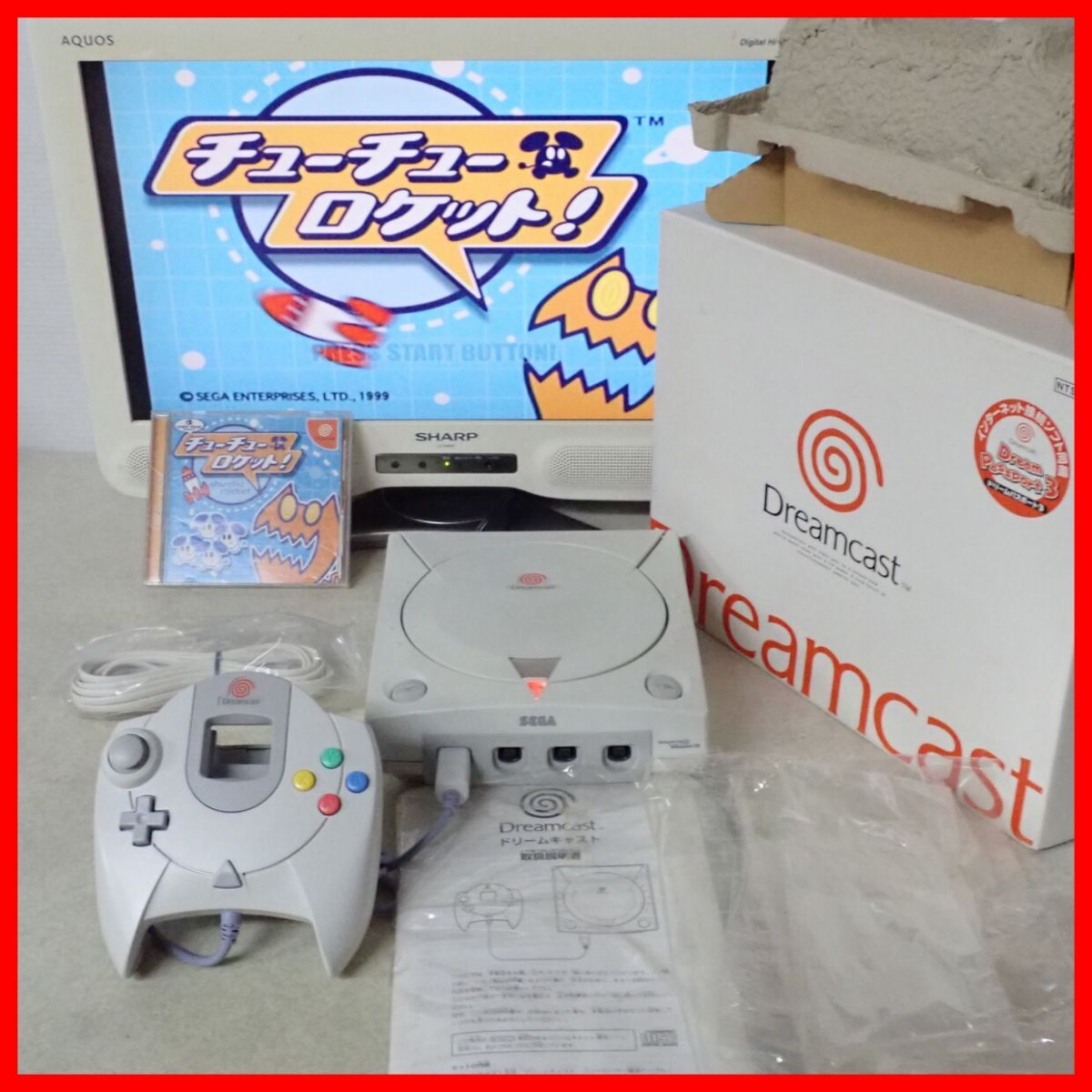 動作品 DC ドリームキャスト 本体 HKT-3000 箱説付+チューチューロケット! まとめてセット ドリキャス Dreamcast SEGA セガ 即決【20拍卖