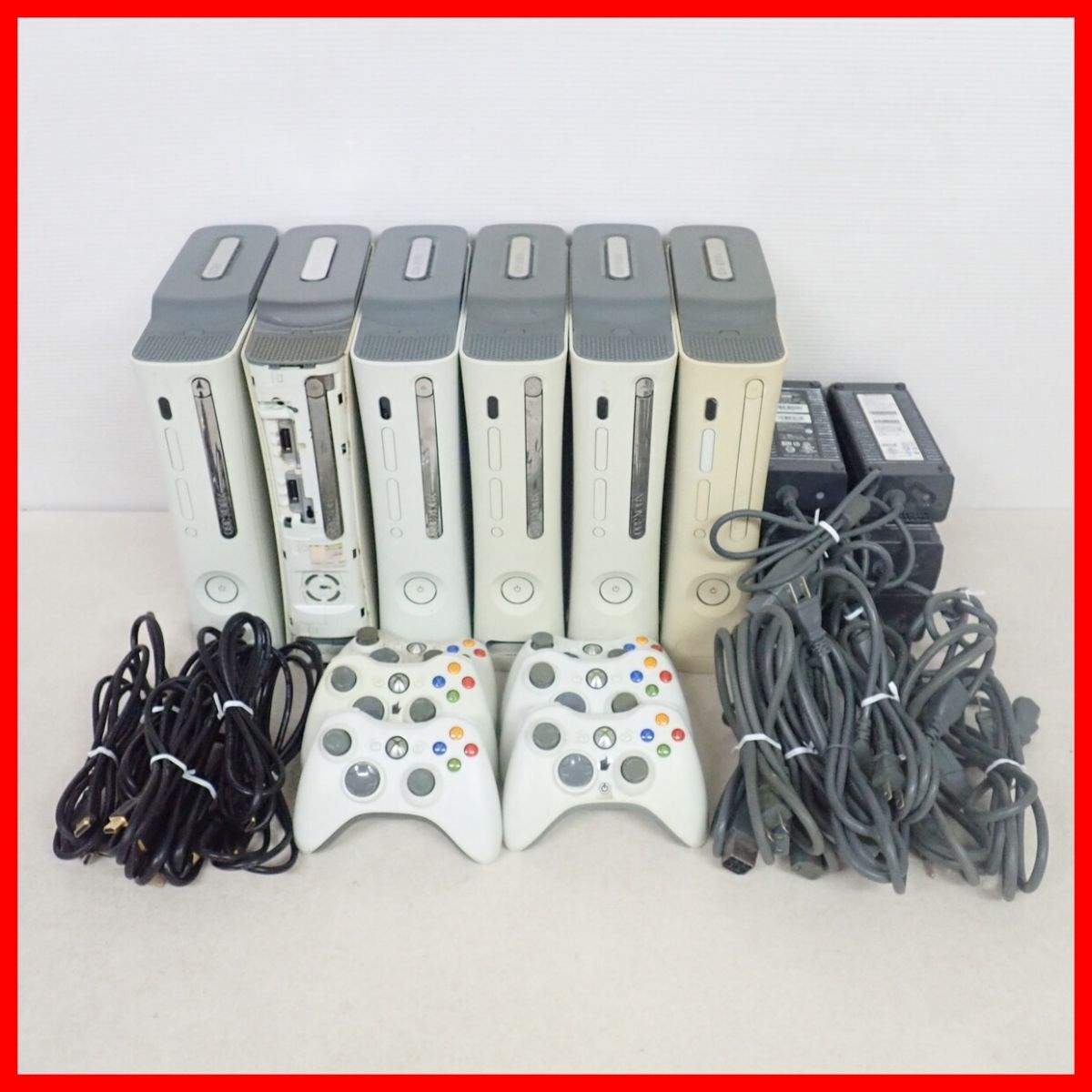 XBOX360 本体6台 + HDD6個 + HDMI6本 + AC6本 + 周辺機器 コントローラ6個 まとめて大量セット Microsoft マイクロソフト【BA拍卖
