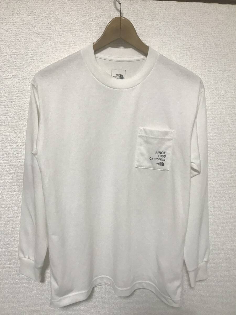 送無♪THE NORTH FACEノースフェイス♪胸ポケ付きロングTシャツ・ホワイト・S拍卖