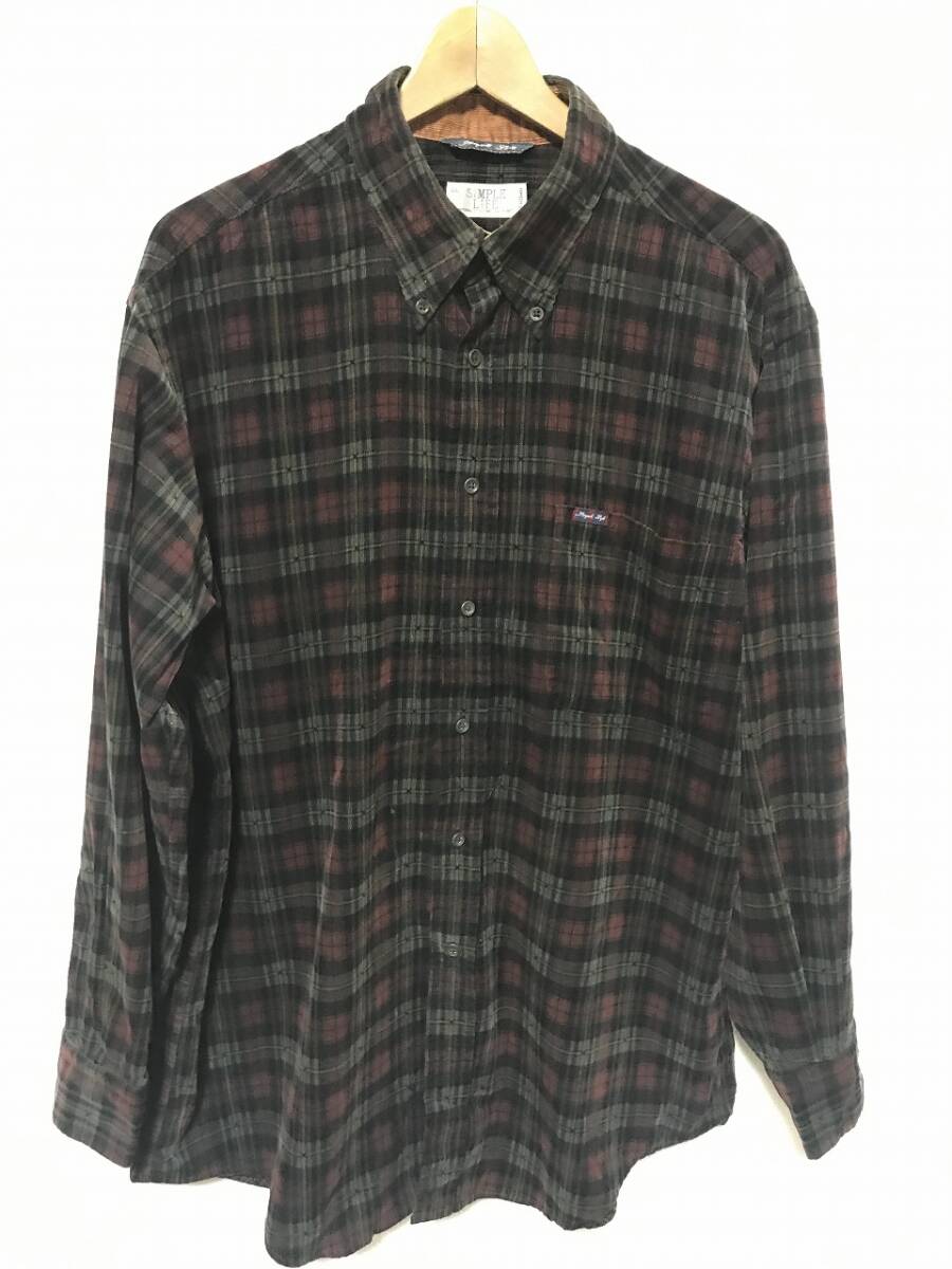 送無♪SIMPLE LIFEシンプルライフ♪コーデュロイシャツ・チェック・LL拍卖
