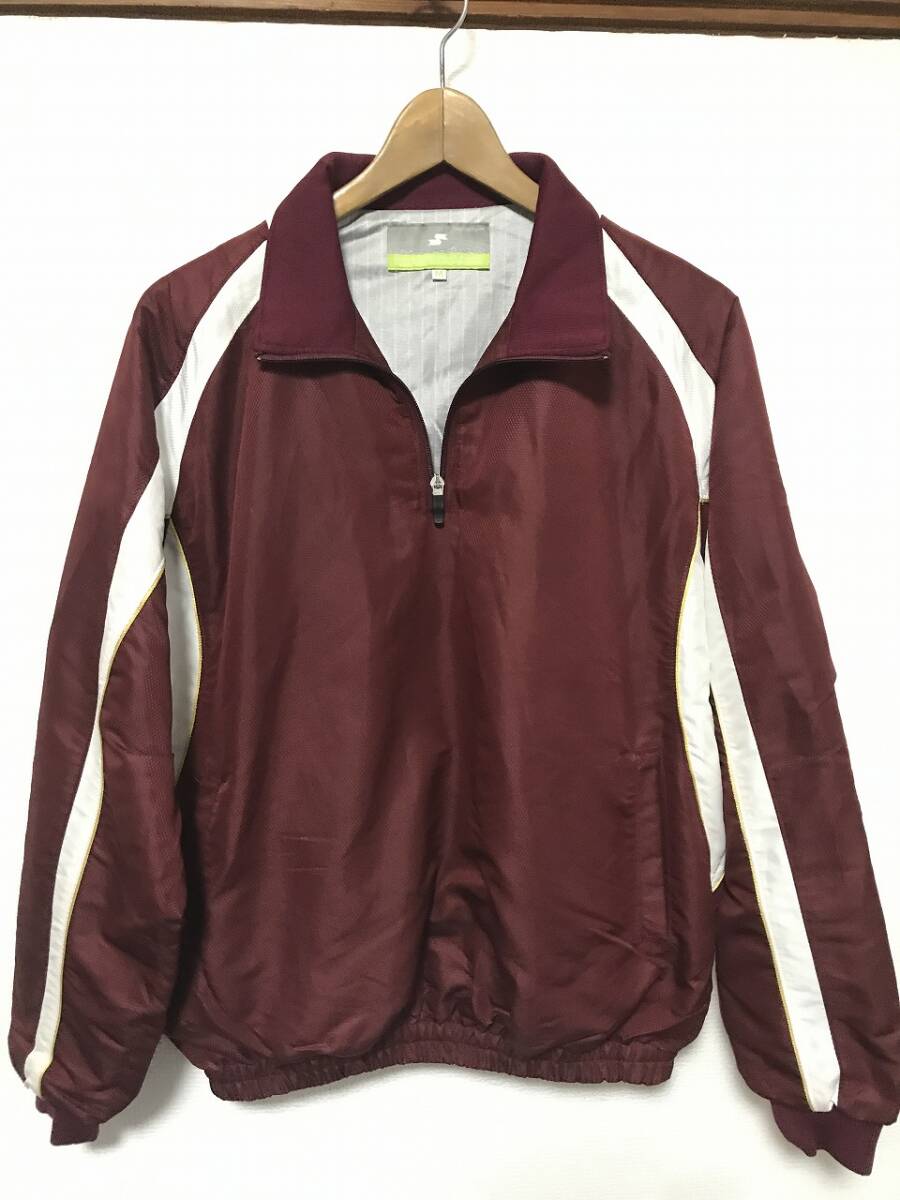 送無♪SSKエスエスケイ♪ハーフジップナイロン・エンジホワイト・M拍卖