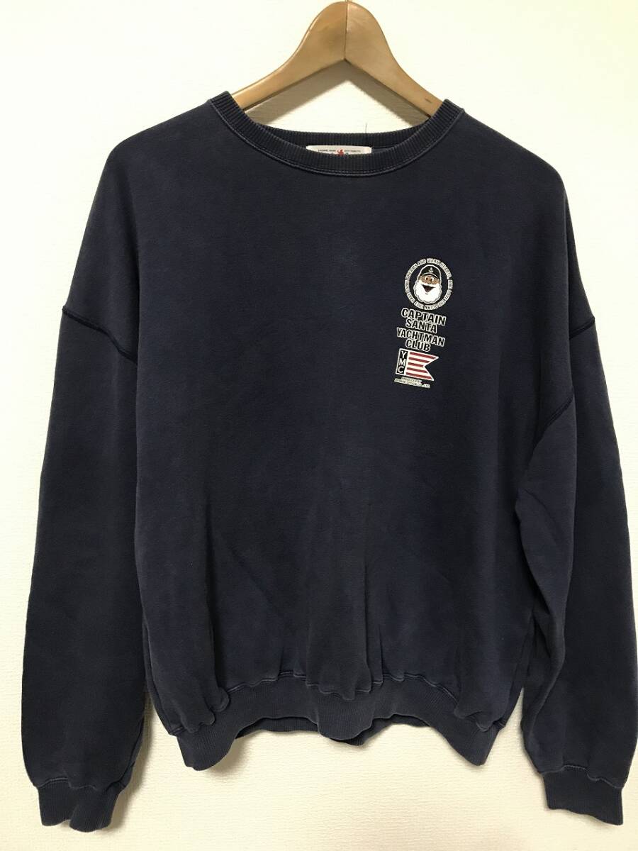 送無♪キャプテンサンタ♪プリントスウェット・ネイビー・L拍卖