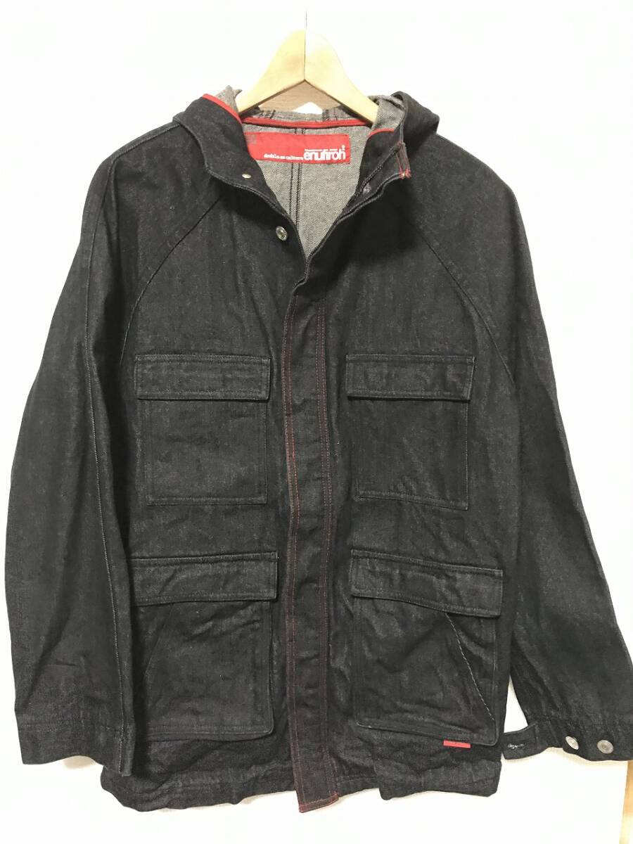 送無♪enufiroh エヌフィロー♪フード付きデニムハーフコート・M拍卖