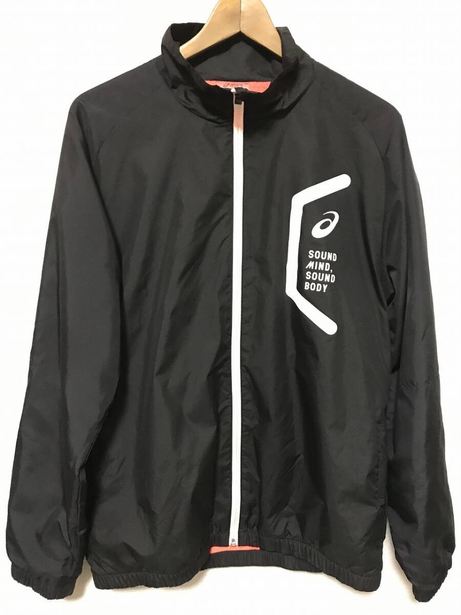 送無♪asicsアシックス♪裏起毛ナイロンジャケット・ブラック・XL拍卖