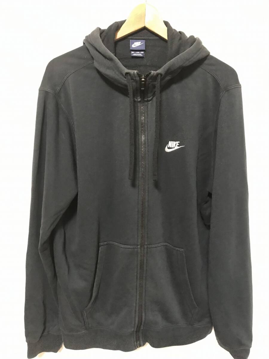 送無♪NIKE ナイキ♪ジップアップスウェットパーカー・ブラック・XXL拍卖