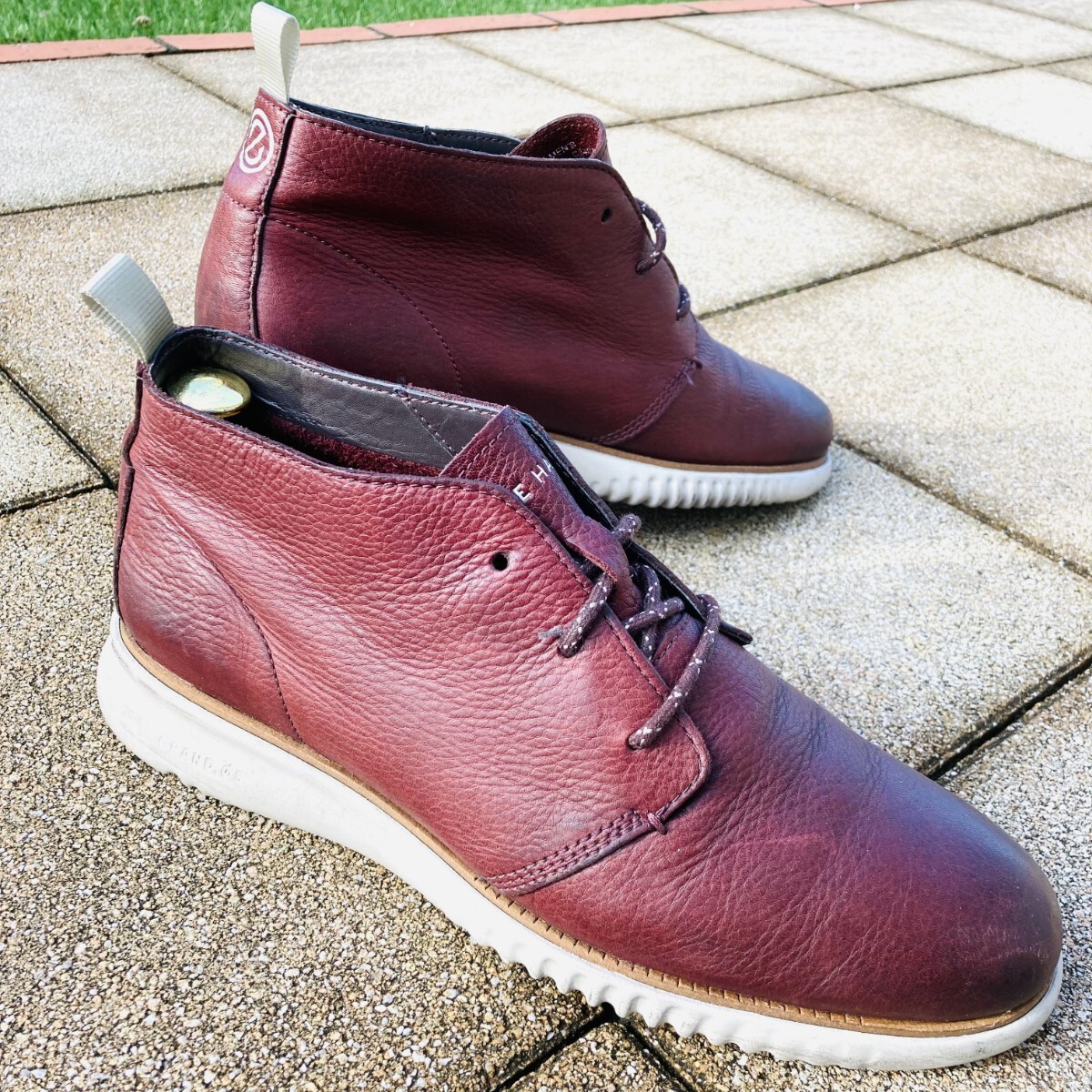 ★即決★ コールハーン COLEHAAN 8 25.5cm ゼログランド ZEROGRAND スニーカー レザー チャッカブーツ シューズ 茶色 BR ブラウン 本革拍卖