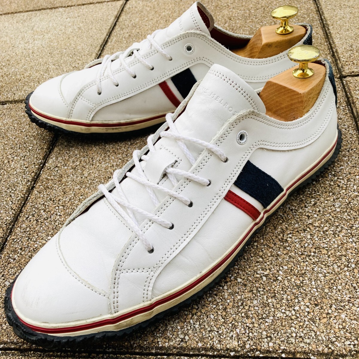 ★即決★ SPINGLEMOVE スピングルムーブ 25.5cm レザーシューズ スニーカー MEN'S MELROSE ホワイト メンズ 白 日本製 メンズメルローズ拍卖