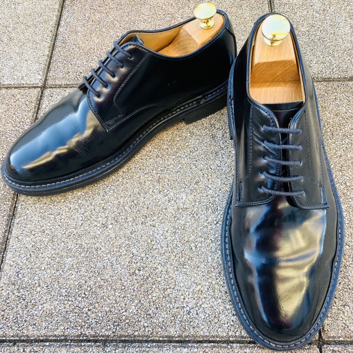 ★即決★ リーガル REGAL 24.5cm 革靴 ビジネスシューズ 外羽根 プレーントゥ 日本製 黒 BK ブラック 牛革 定番拍卖