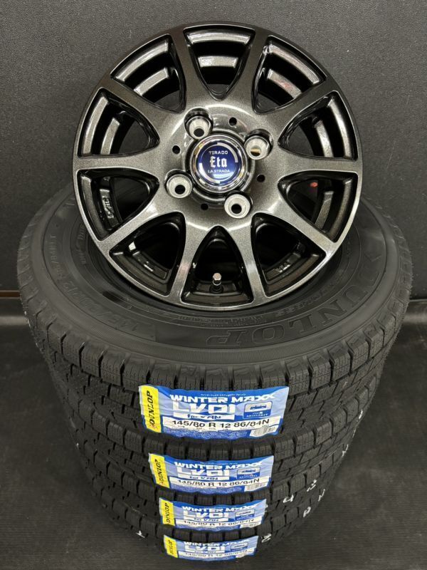 【2024年製~2025年製】ダンロップ WINTER MAXX LV01 145/80R12 86/84+TIRADO ETA 4本総額 54000円 タイヤ+アルミホイール JWL-T 8PR相当拍卖