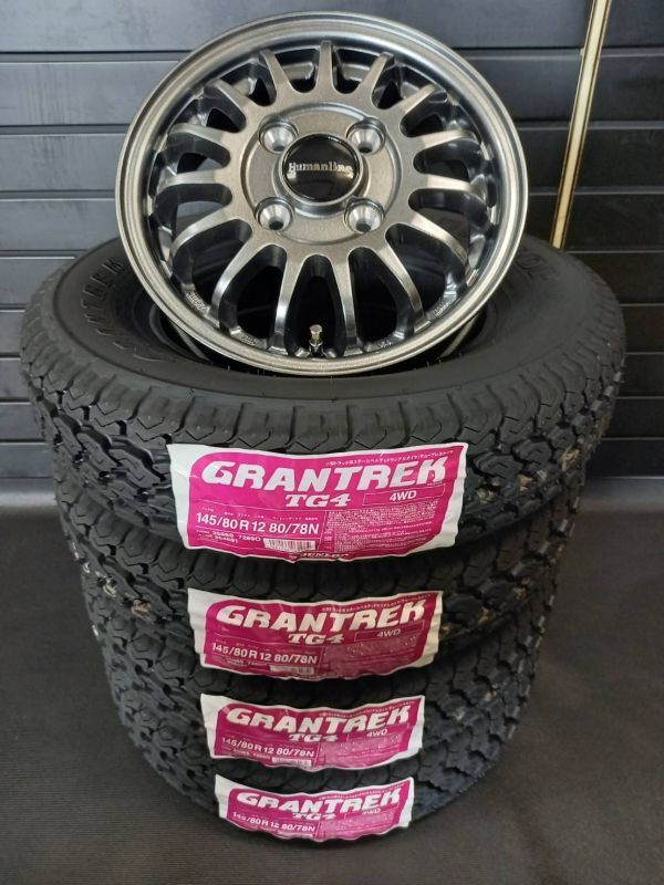【2025年製】ダンロップ GRANTREK TG4 145/80R12 80/78+HF-15 4本総額 43600円 ● ハイゼット●アトレー●ピクシス トラック●サンバー拍卖