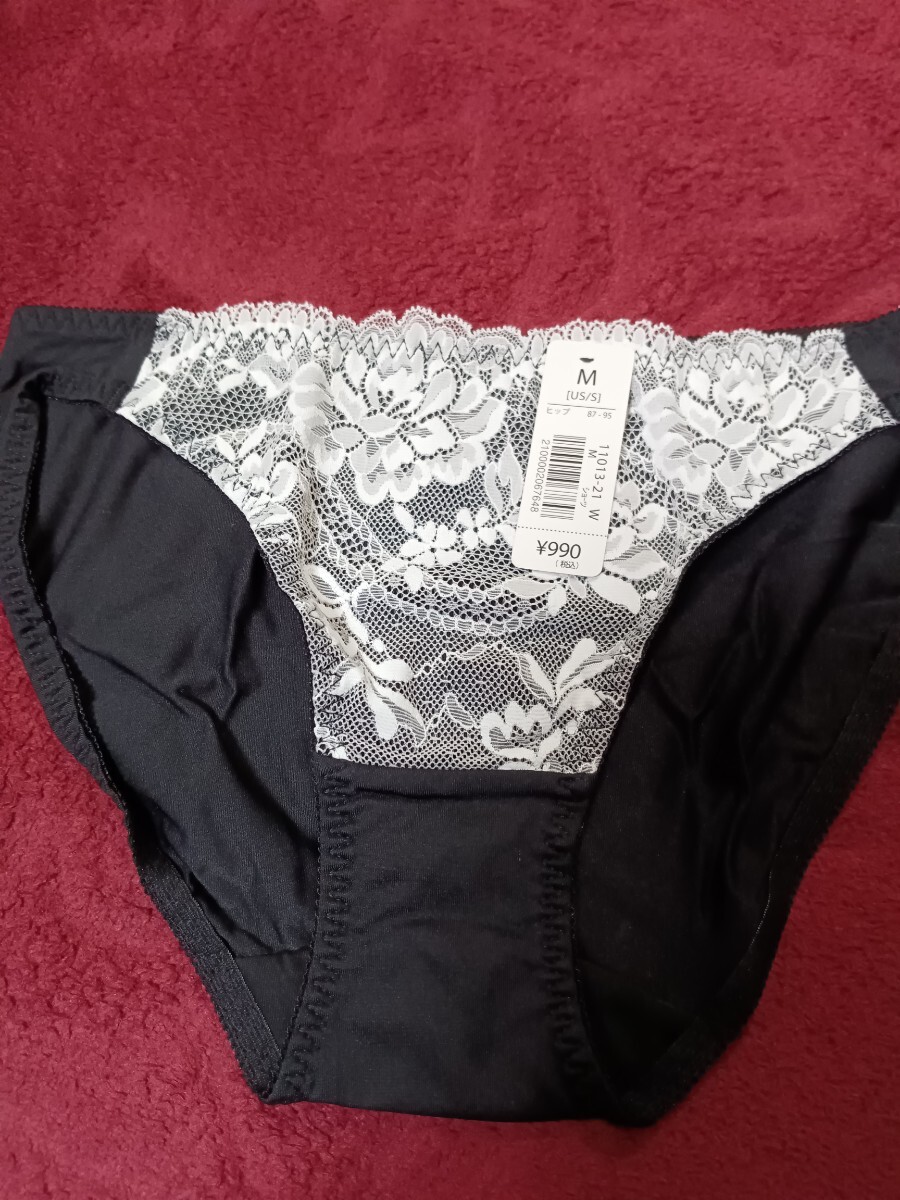 新品 エメフィール ショーツ 花 フラワー 黒 白レース M 拍卖