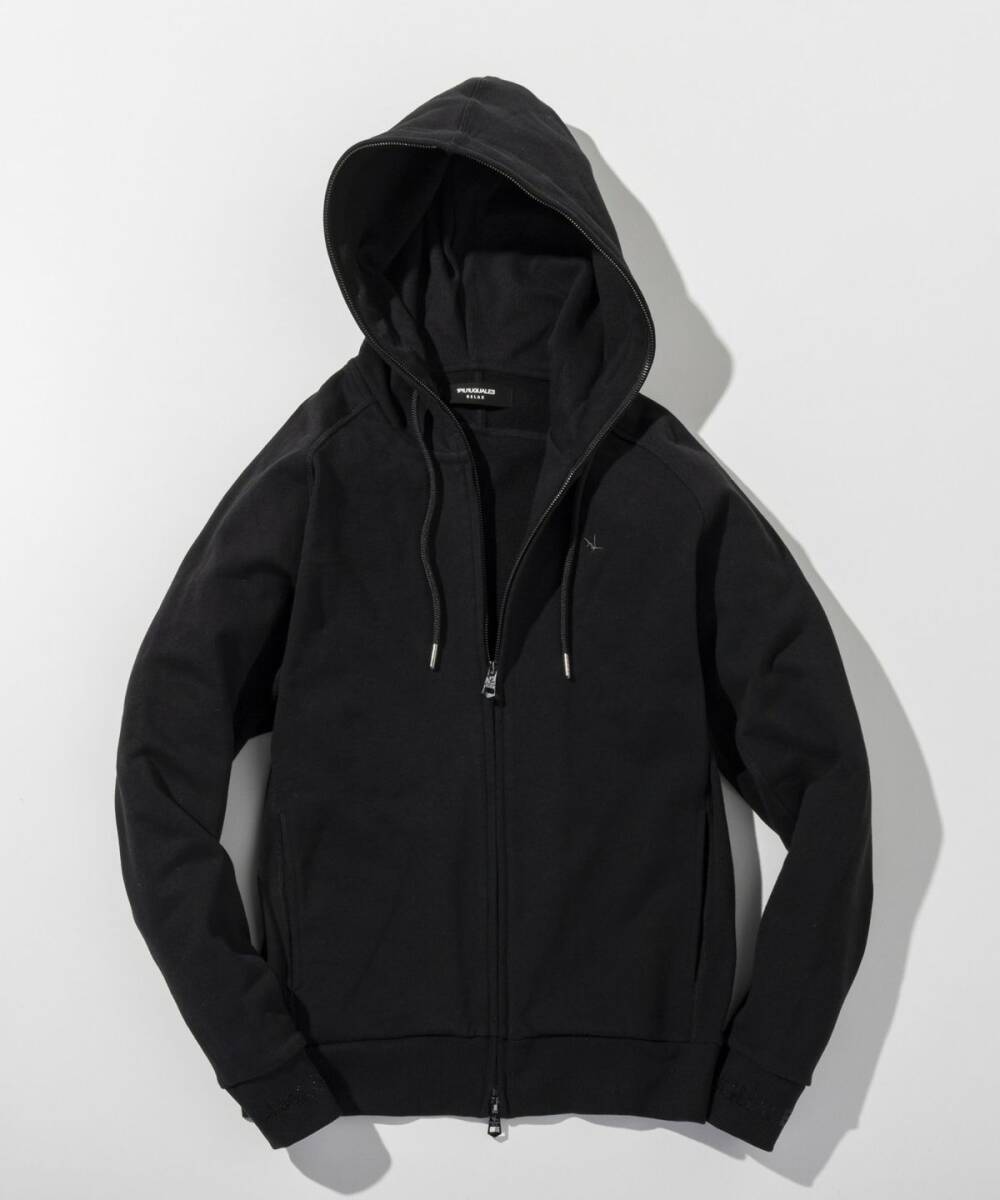 セットアップ可◆25AW◆1PIU1UGUALE3 RELAX◆ラインストーンカフスウェットジップパーカー◆USO-25107/黒/ブラック/②◆ウノピゥウ拍卖
