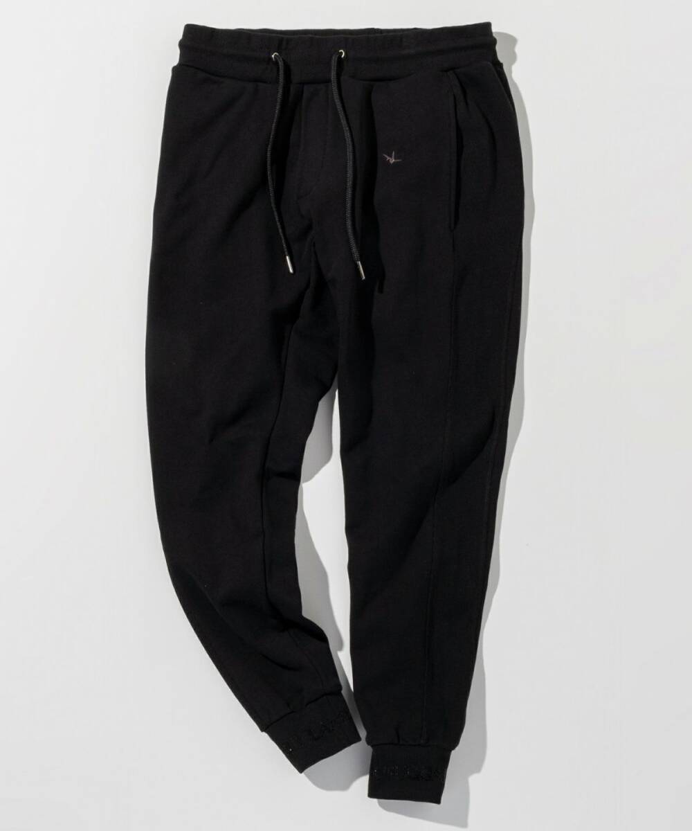 セットアップ可◆25AW◆1PIU1UGUALE3 RELAX◆ラインストーンヘムスウェットジョガーパンツ スウェットパンツ◆USB-25107/黒/ブラック/②拍卖