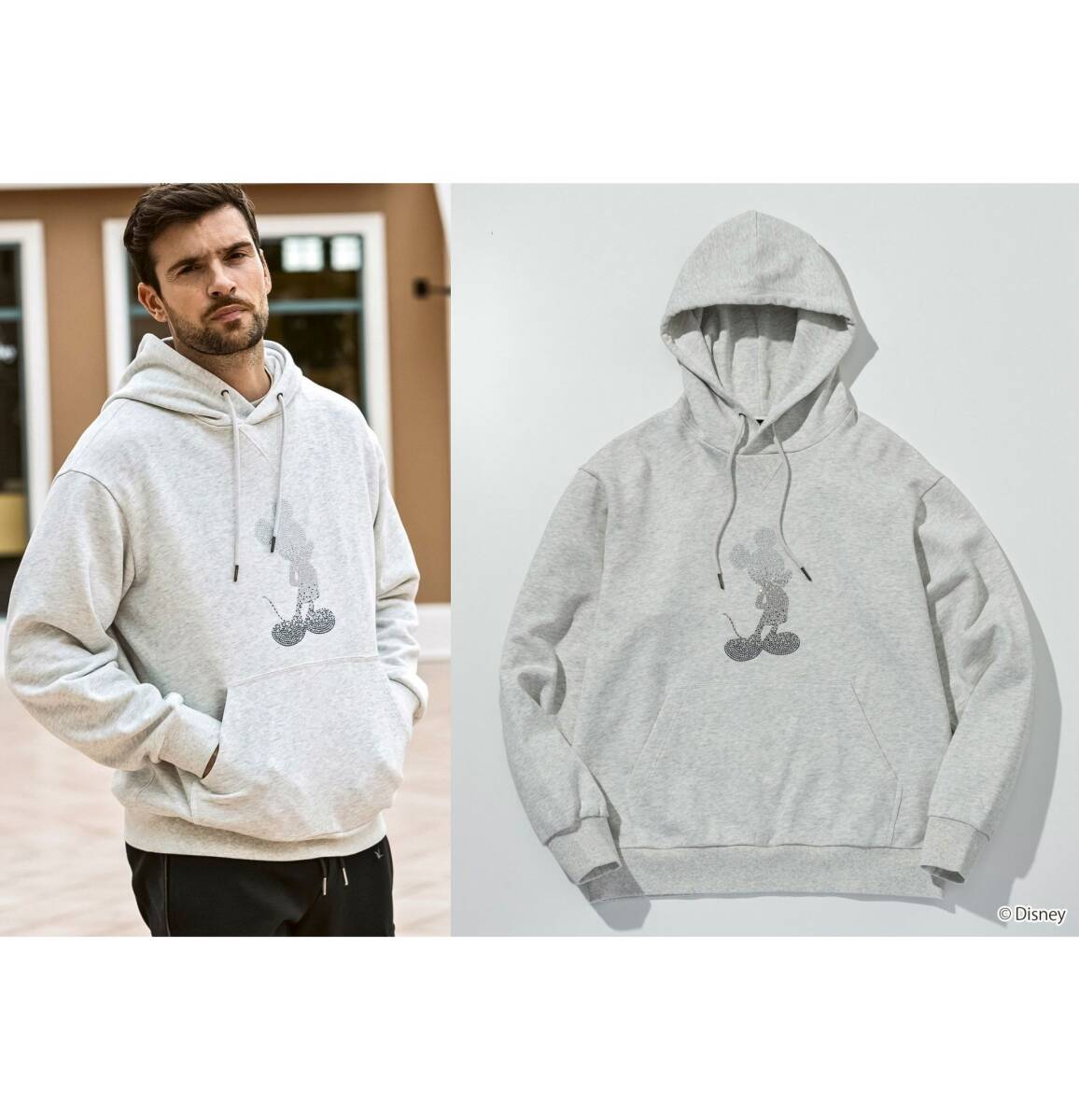 25AW◆1PIU1UGUALE3 RELAX◆ミッキーマウスコラボ◆グラデーションラインストーン付き スウェットパーカー◆USO-25155/SN12/③拍卖