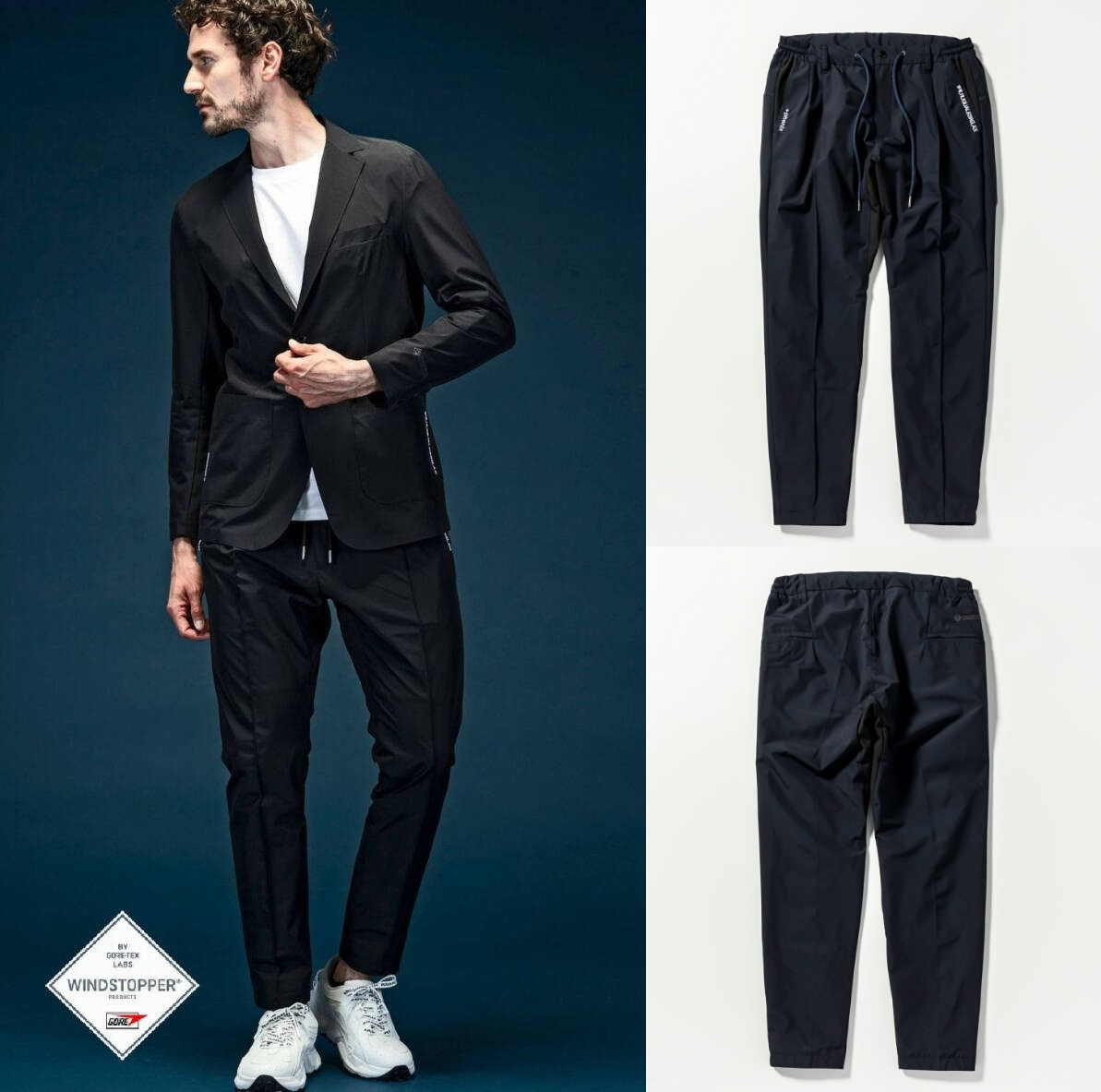 【サイズ選択】セットアップ可●1PIU1UGUALE3 RELAX × +phenix●ゴアテックス スラックス WINDSTOPPER プロダクト GORE-TEX LABS ネイビー拍卖