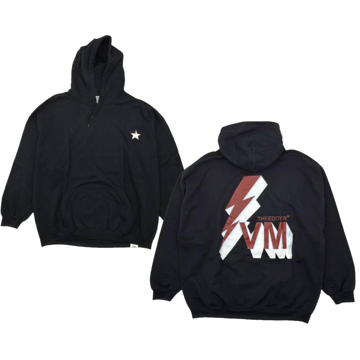 新品◆定価29700円/国内正規品◆THE EDITOR◆ヴィンテージ加工 オーバーサイズパーカー◆星柄ロゴ◆ジ・エディター ブラック XXL拍卖