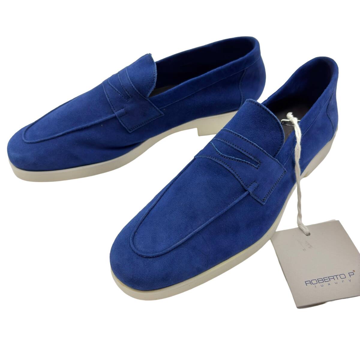 イタリア製◆ROBERTO P Luxury◆スエードローファー◆ロイヤルブルー◆42サイズ 26.5-27.0cm◆◆拍卖
