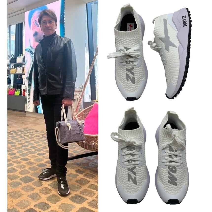 【サイズ選択】定価3.6万円■LEON掲載!日本限定物■W6YZ■ロゴプリントニットスニーカー■ホワイト/白■ウィズ■ SOK■川﨑麻世さん愛用拍卖