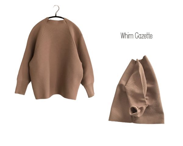 ウィム ガゼット 美品 ボトルネック プルオーバー 16,500円 ポリエステル ベージュ Whim Gazette拍卖