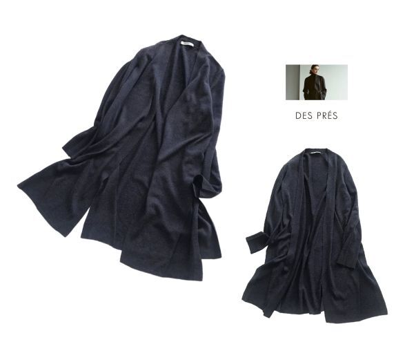 デプレ 美品 カーデ ストレッチ 羽織り ネイビー系 トゥモロランド DES PRES拍卖