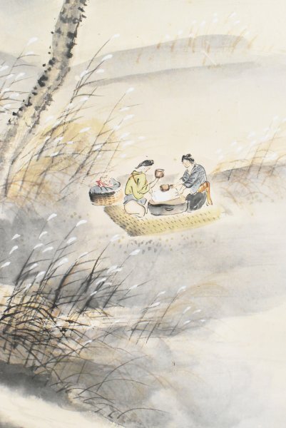 K6412 真作 森半逸「月下梼衣」紙本 合箱 肉筆 村瀬秋水師事 美人画 日本画 中国 絵画 茶掛 アンティーク 掛け軸 掛軸 古美術 尾張の人拍卖