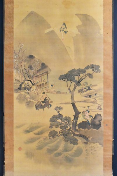 K5996 模写 菊池容斎「七福神図」絹本 人物画 前賢故実作者 近代歴史画 中国 日本画 書画 骨董 茶掛 掛け軸 掛軸 人が書いたもの拍卖