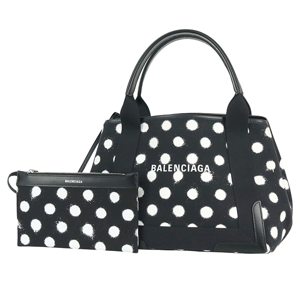 バレンシアガ ハンドバッグ トートバッグ Navy カバ スモール コットンキャンバス ブラック ホワイト 1145拍卖
