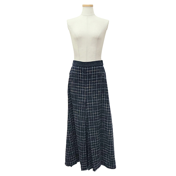 シャネル ロングスカート レディース 36サイズ Sサイズ ツイード ネイビー 3118拍卖